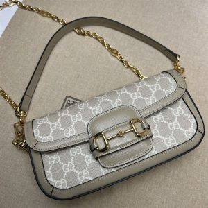 Gucci Horsebit 1955 shoulder bag Beige white GG Supreme canvas - GB126