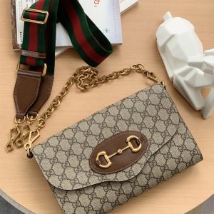 Gucci Horsebit 1955 small bag Beige and ebony GG Supreme canvas - GB109