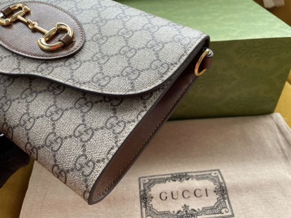 Gucci Horsebit 1955 small bag Beige and ebony GG Supreme canvas - GB109