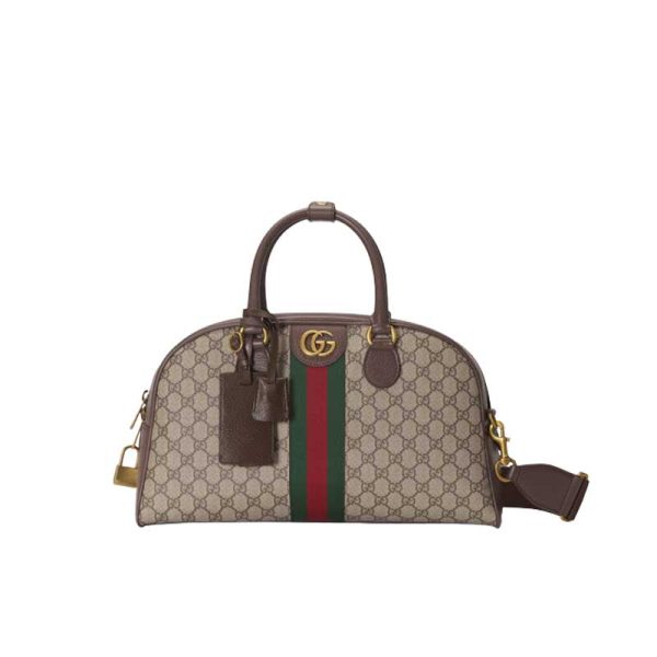 Gucci Savoy medium bowling bag Beige and ebony canvas - GB129