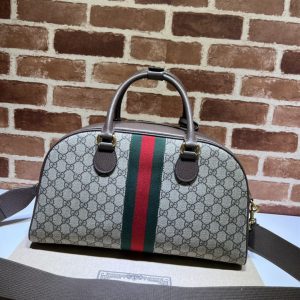 Gucci Savoy medium bowling bag Beige and ebony canvas - GB129