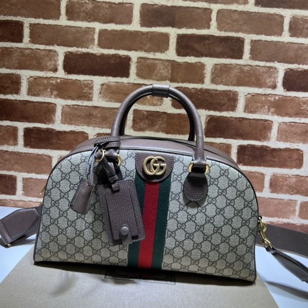 Gucci Savoy medium bowling bag Beige and ebony canvas - GB129