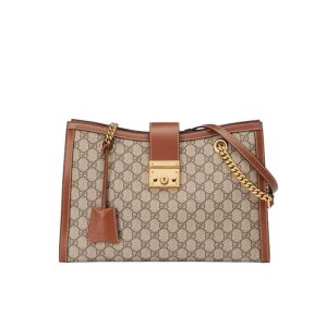 Padlock medium GG shoulder bag Beige/ebony brown leather detail - GB086