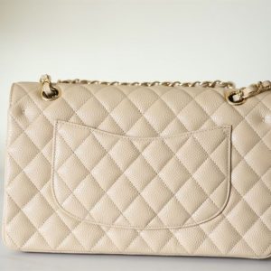 Chanel Classic Medium Caviar Flap Beige Gold Hardware - CB041