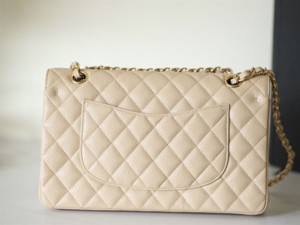 Chanel Classic Medium Caviar Flap Beige Gold Hardware - CB041