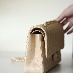 Chanel Classic Medium Caviar Flap Beige Gold Hardware - CB041