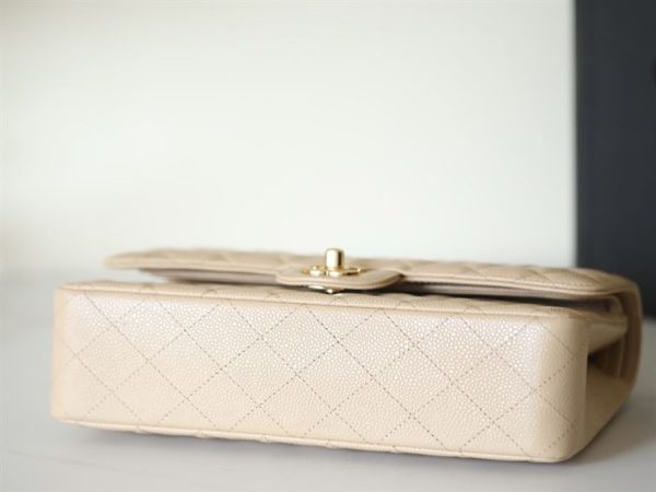 Chanel Classic Medium Caviar Flap Beige Gold Hardware - CB041