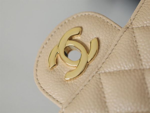 Chanel Classic Medium Caviar Flap Beige Gold Hardware - CB041