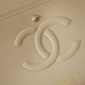 Chanel Classic Medium Caviar Flap Beige Gold Hardware - CB041