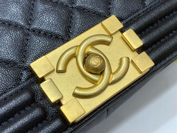 Chanel Medium Boy Bag Black Caviar Antique Gold Hardware - CB048