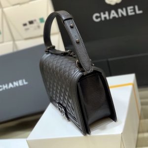 Chanel Medium Boy Bag Black Caviar Antique Silver Hardware - CB049