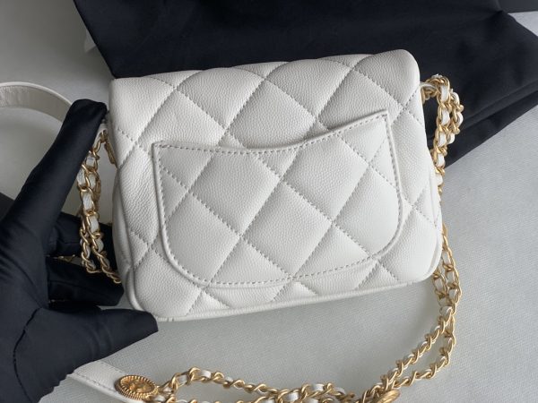 Chanel Mini Flap Bag White Shiny Calfskin Gold-Tone Metal - CB047