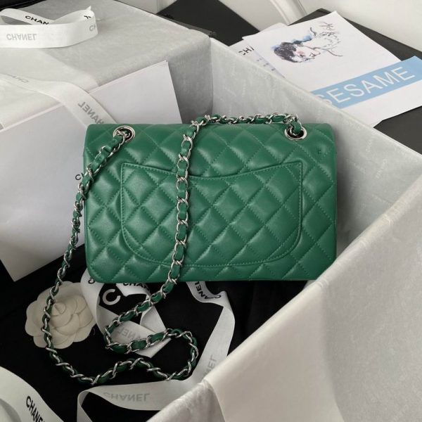 Chanel Small Classic Double Flap Bag Green Lambskin - CB030