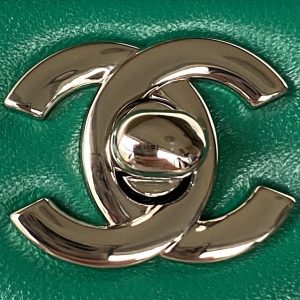 Chanel Small Classic Double Flap Bag Green Lambskin - CB030