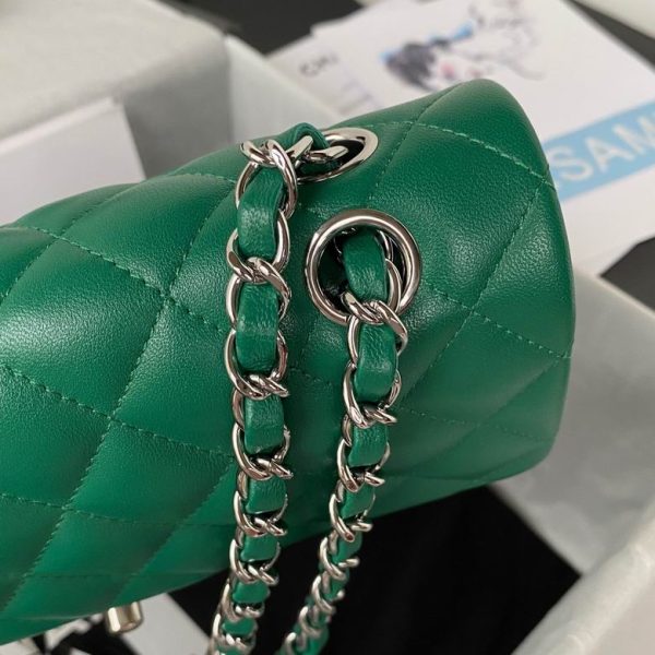 Chanel Small Classic Double Flap Bag Green Lambskin - CB030