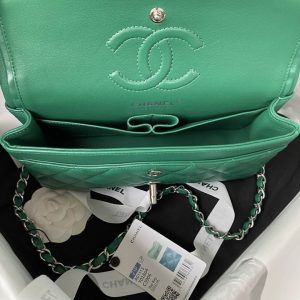 Chanel Small Classic Double Flap Bag Green Lambskin - CB030