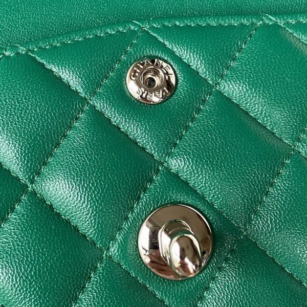 Chanel Small Classic Double Flap Bag Green Lambskin - CB030