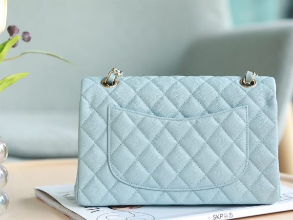 Chanel Small Double Flap Bag Light Blue Caviar Leather Light Gold Hardware - CB038