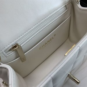 Mini Flap Bag Lambskin Gold-Tone Metal White - CB034