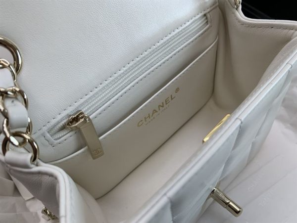 Mini Flap Bag Lambskin Gold-Tone Metal White - CB034