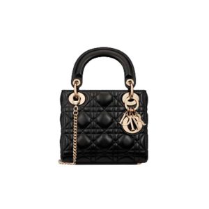Mini Lady Dior Bag Black Cannage Lambskin Gold Hardware - DB061