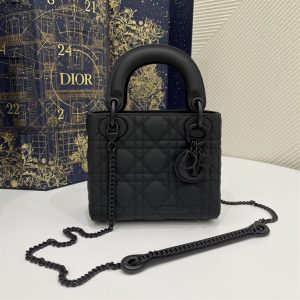 Mini Lady Dior Bag Black Ultramatte Cannage Calfskin - DB051