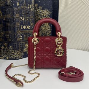 Mini Lady Dior Bag Cherry Red Cannage Lambskin - DB055