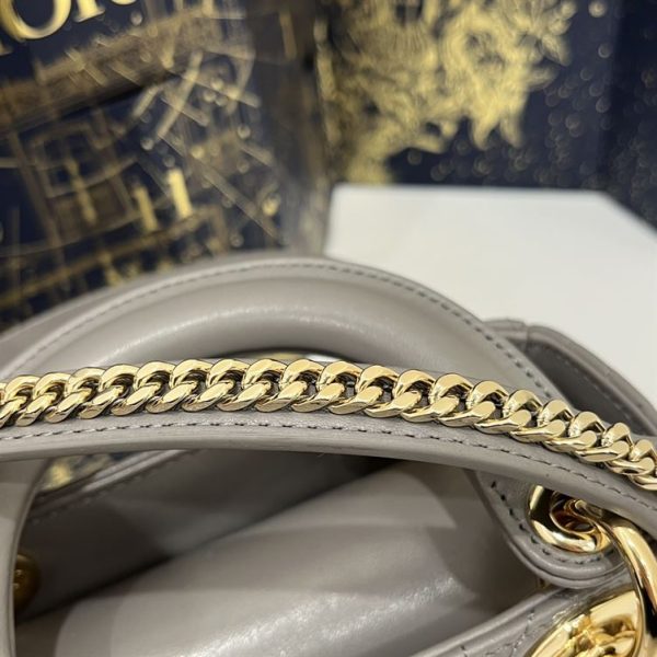 Mini Lady Dior Bag Grey Cannage Leather Gold Hardware - DB058