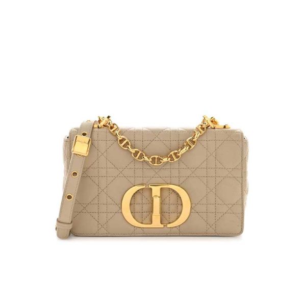 Small Dior Caro Bag Beige Supple Cannage Calfskin - DB067