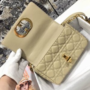 Small Dior Caro Bag Beige Supple Cannage Calfskin - DB067