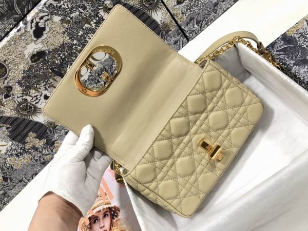 Small Dior Caro Bag Beige Supple Cannage Calfskin - DB067