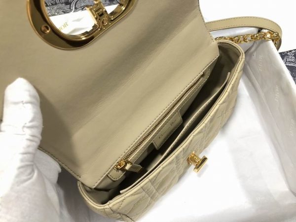 Small Dior Caro Bag Beige Supple Cannage Calfskin - DB067