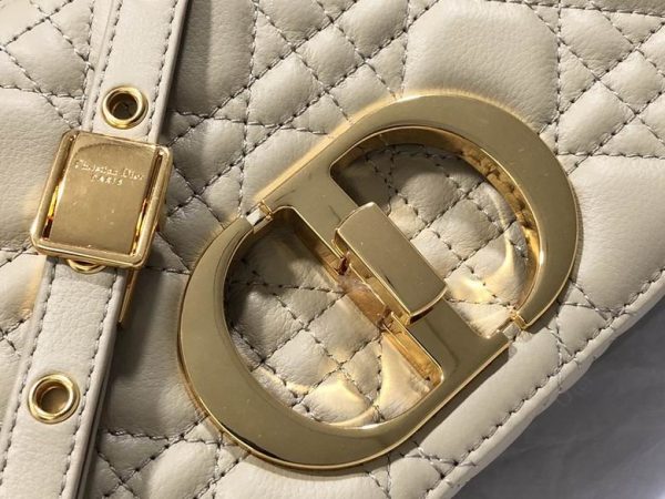 Small Dior Caro Bag Beige Supple Cannage Calfskin - DB067