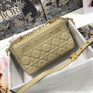 Small Dior Caro Bag Beige Supple Cannage Calfskin - DB067