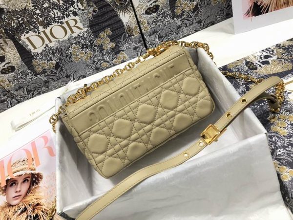 Small Dior Caro Bag Beige Supple Cannage Calfskin - DB067