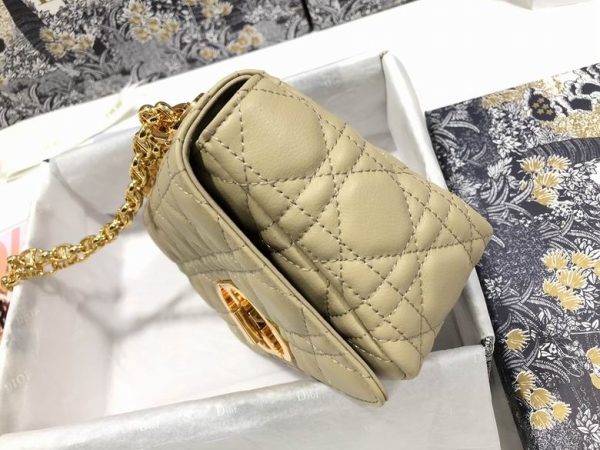 Small Dior Caro Bag Beige Supple Cannage Calfskin - DB067