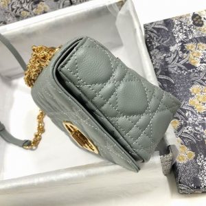 Small Dior Caro Bag Gray Supple Cannage Calfskin