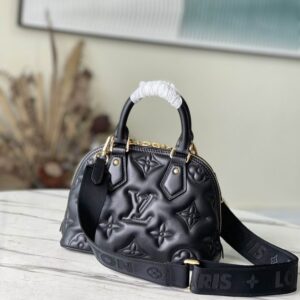 Louis Vuitton Alma BB Black Quilted embroidered smooth calf leather - LB078