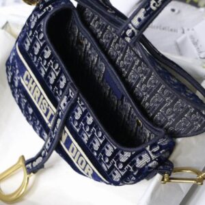 Saddle Bag Blue Dior Oblique Embroidery - DB075