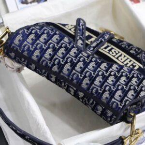 Saddle Bag Blue Dior Oblique Embroidery - DB075