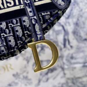 Saddle Bag Blue Dior Oblique Embroidery - DB075