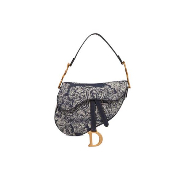 Saddle Bag Blue Toile de Jouy Reverse Jacquard - DB080