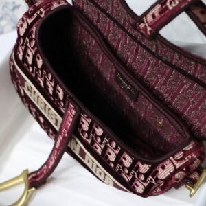 Saddle Bag Burgundy Dior Oblique Embroidered Velvet - DB077