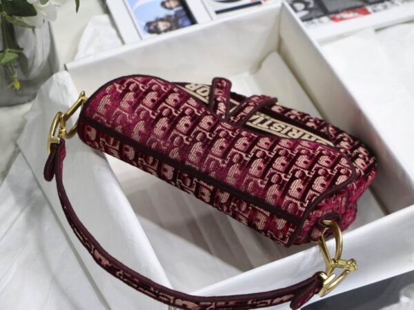 Saddle Bag Burgundy Dior Oblique Embroidered Velvet - DB077