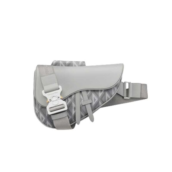 Saddle Bag Dior Gray CD Diamond Canvas and Smooth Calfskin - DB083