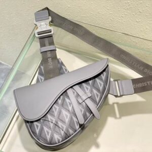 Saddle Bag Dior Gray CD Diamond Canvas and Smooth Calfskin - DB083