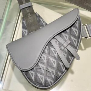 Saddle Bag Dior Gray CD Diamond Canvas and Smooth Calfskin - DB083