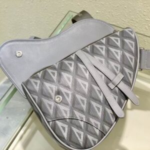 Saddle Bag Dior Gray CD Diamond Canvas and Smooth Calfskin - DB083