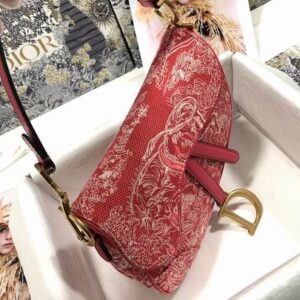 Saddle Bag Raspberry Toile de Jouy Reverse Jacquard - DB078