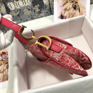 Saddle Bag Raspberry Toile de Jouy Reverse Jacquard - DB078